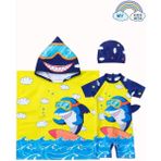 My Kids Wear Erkek Çocuk Deniz Kombini 3’lü Set – Mayo, Havlu ve Bone 12585 - Lacivert Karışık Sim - 5 - 6 Yaş