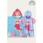 My Kids Wear Kız Çocuk Deniz Kombini 2’li Set – Mayo, Havlu ve Bone 12752 - Fuşya - 2 - 3 Yaş