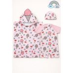 My Kids Wear Kız Çocuk Deniz Kombini 3’lü Set – Mayo, Havlu ve Bone 12576 - Pudra - 4 - 5 Yaş