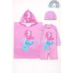 My Kids Wear Kız Çocuk Deniz Kombini 3’lü Set – Mayo, Havlu ve Bone 12578 - Bej - Karışık - 3 - 4 Yaş