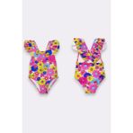 My Kids Wear Kız Çocuk Fırfır Detaylı Şık Tasarım Çapraz Askılı Mayo 12726 - Fuşya - 5 - 6 Yaş