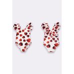 My Kids Wear Kız Çocuk Fırfır Detaylı Şık Tasarım Çapraz Askılı Mayo 12727 - Kırmızı - Beyaz - 5 - 6 Yaş