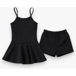 My Kids Wear Kız Çocuk Garson Mayo Elbiseli Şortlu 2’li Takım 12416 - Siyah - 11 - 12 Yaş
