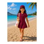 My Kids Wear Kız Çocuk Kısa Kollu Fermuarlı Mayo UV Korumalı Deniz ve Havuz Mayosu 12774