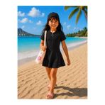 My Kids Wear Kız Çocuk Kısa Kollu Fermuarlı Mayo UV Korumalı Deniz ve Havuz Mayosu 12780
