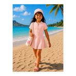 My Kids Wear Kız Çocuk Kısa Kollu Fermuarlı Mayo UV Korumalı Deniz ve Havuz Mayosu 12848