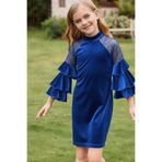 My Kids Wear Kız Çocuk Özel Günler İçin Kadife Çocuk Elbisesi 4-12 Yaş 12102