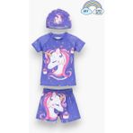 My Kids Wear Kız Çocuk Şortlu Bone’li Mayo Takımı 3 Parça 12563 - Mor - 3 - 4 Yaş