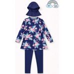 My Kids Wear Kız Çocuk Tesettür Mayo 3 Lü Takım Üst + Tayt + Bone 12566 Lacivert