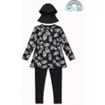 My Kids Wear Kız Çocuk Tesettür Mayo 3’lü Takım (Üst + Tayt + Bone) 12565 - Siyah - Beyaz - 9 - 10 Yaş