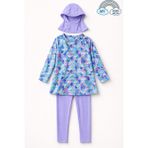 My Kids Wear Kız Çocuk Tesettür Mayo 3’lü Takım (Üst + Tayt + Bone) 12569 - Lila - 9 - 10 Yaş