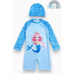 My Kids Wear Kız Çocuk Uzun Kollu Mayo ve Bone-Set 3-10 Yaş 12599 - Mavi - 5 - 6 Yaş