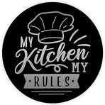 My Kitchen My Rules | Cam Kesme Tahtası (Çap 32cm)