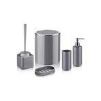 My Kitchen&Bath Lossa Banyo Seti 5'Li Set Gri Sert Plastik Kırılmaz Gri Tek Ebat