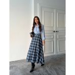 My Lunessa Elit Kadın Ekoseli Desenli Kloş Etek - Turkaz