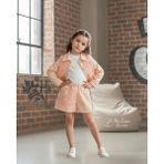 My Lusa Baby Bingül Kız Çocuk 3’lü Gül Detaylı Takım – Ceket, Penye ve Şort | 2-5 Yaş - 2 Yaş - Somon