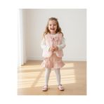 My Lusa baby wear Banu "Puantiyeli Fiyonklu Peluş Yelek & Triko ve Şort Takımı'' - (2-5 Yaş)
