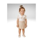 My Lusa baby wear Kalp Yaka Detaylı Bluz & Pileli Şort Etek Kız Çocuk 2'li Takım