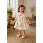 My Lusa baby wear Mila %100 Pamuk Kız Bebek Elbise I Kareli Fiyonk Yaka Detaylı,Tavşan Çantalı Kombin 9-24 Ay