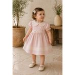 My Lusa baby wear Viena %100 Pamuk Vintage Dantel Yaka Kız Bebek Elbise 4227