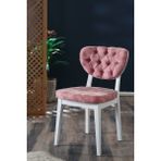 My Massa Boston Sandalye - Ahşap Beyaz Ayaklı - Pembe