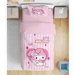 My Melody Kuromi 3d Dijital Baskılı Tek Kişilik Kız Çocuk Nevresim Takımı (Pudra Pembe)