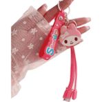 My Melody Melodi Iphone Micro Type-C Şarj Çoklu Şarz Kablosu Anahtarlık Hediyelik - Pembe