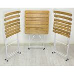 My Metal Dekorasyon Katlanabilir Kare Masa ve Sandalye Metal Natural Ahşap Dolu Demirden(Bahçe-Otel-Cafe-Balkon) - 55 x 55 - Beyaz