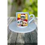 My Talking Tom Mobil Oyun Baskılı Türk Kahvesi Fincanı Tabaklı Kişiye Özel Model 2