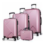 My Valice Diamond Abs Kabin Orta Büyük ve Makyaj Boy 4'lü Travel Valiz Seti (Rose)
