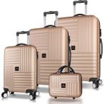 My Valice Puzzle Gold ABS Kabin Orta Büyük ve Makyaj Boy 4'lü Travel Valiz Seti