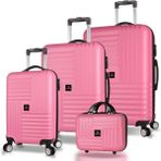 My Valice Puzzle Pembe ABS Kabin Orta Büyük ve Makyaj Boy 4'lü Travel Valiz Seti