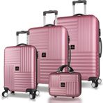 My Valice Puzzle Rose Gold ABS Kabin Orta Büyük ve Makyaj Boy 4'lü Travel Valiz Seti