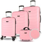 My Valice Solid PP Toz Pembe Polipropilen Kabin Orta Büyük ve Makyaj Boy 4'lü Kırılmaz Travel Valiz Seti