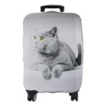 (My#77 Gri Kedi) Valiz İçin Kılıf