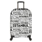 (My#79 İstanbul Yazılar) VALİZ İÇİN KILIF (Beyaz)