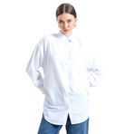 MYA Kadın Dökümlü Oversize Büzgü Detaylı Basic Gömlek (Beyaz, S)
