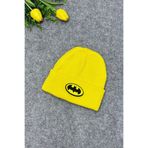 MYADA Tarz Batman Aksesuarlı Sarı Düz Triko Çocuk Bere
