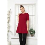 MyBen Kadın Bordo Kısa Kol Pamuklu Bisiklet Yaka Penye Tunik Slm04