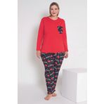 MyBen Kadın Kırmızı Renkli Love ve Kalp Baskılı Uzun Kollu Pijama Takımı B-43