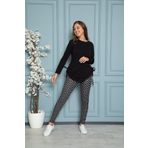 MyBen Kadın Siyah Renkli Yandan Bağlamalı Büzgülü Tunik Ve Taytlı Pijama Takımı 28372büz