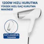 Myblack 1200W Güçlü ve Katlanabilir Uzun Süre Kullanılabilir Seyahat Tipi Saç Kurutma Makinesi - Beyaz