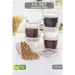 MYBOX 6 Parça Lumia Silikon Kapaklı Kare Erzak Saklama Kabı - Baharatlık Çerezlik Saklama Kutusu 6x550 ml