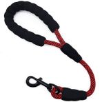 Mycicy Kısa Köpek Tasması - Yastıklı Köpek Saplı 45,7 cm Halat Trafik Tasması - 1/2" Orta Büyük Köpekler için Güçlü Naylon Tab Tasma Eğitim Yürüyüş (1 ft - Kırmızı)