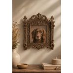 MYCRAFT3D Kişiye Özel Evcil Hayvan Fotoğraf Çerçevesi 21x24 cm – Barok Desenli Köpek Kedi Portre Çerçevesi, Dekoratif Anı Çerçevesi