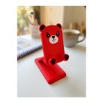 MYCRAFT3D Pati ve Ayı Tasarımlı Sevimli Telefon Standı - Kırmızı - Çocuklara/HayvanSeverlere Hediye