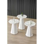 Mydeco 3' Lü Bohem Sehpa & Mantar Sehpa & Zigon Sehpa Elegance Model & Beyaz - Beyaz Mermer Sunta