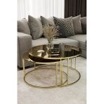 MYDECO Yavrulu 1+1 Orta Sehpa Gold Kaplama Bronz Ayna