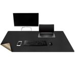 Mydours Siyah Mantar ve PU Deri Masa Matı 47"x19.7" - Ev Ofis için Geniş Kapsama Alanı İş İstasyonu Pedi, Su Geçirmez Tasarımlı Pürüzsüz Fare Kayma Yüzeyi, Yazma, Yazma ve Oyun Etkinlikleri için İdeal