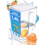 MYELECTROID Şeffaf su ve meyve suyu sürahisi, kapaklı, kare tasarım, plastik, buzdolabı kapısı buzdolabı için mükemmel, limonata deposu, ergonomik sap ve sıçrama önleyici sistem (1,4 L)